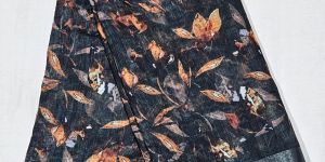 Black Digital Print Cotton Linen Saree