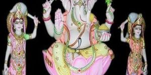 Marble Ridhi Sidhi Ganesh Statue