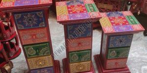Set of 3 Hand Painted Wooden Drawer Pillar