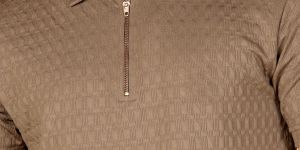 brown zipper placket polo collar men t-shirt