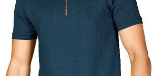 Navy Blue Polo Neck T-Shirt