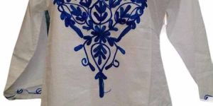 White Cotton Embroidered Women Kurti