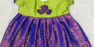 Green and Purple Silk Girls Party Wear Frock