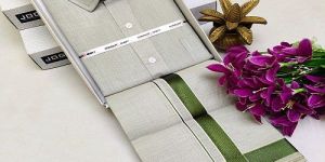 Green Cotton Shirt And Dhoti Matching Set