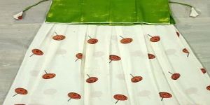 Kerala Green Pattu Pavadai Set