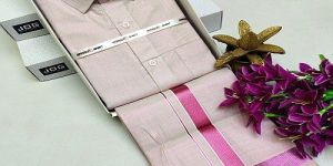 Light Pink Cotton Shirt And Dhoti Matching Set