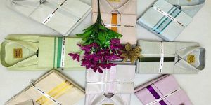 Multicolor Tissue Dhoti Shirt Set