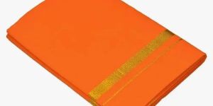 Orange Plain Cotton Dhoti