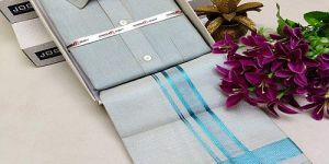 Sky Blue Cotton Shirt And Dhoti Matching Set