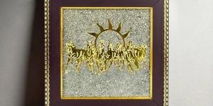 seven running horses pyrite frame handcrafted decorative wall art