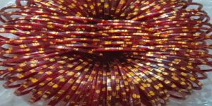 Maroon Square Check Golden Polished Bangles