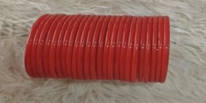 Red Smooth Glossy Plain Glass Bangles