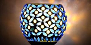 Sapphire Leaf Mosaic Ceramic Plug Night Lamp