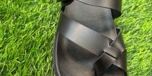 Mens Casual Cross Strap Leather Sandal