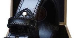 Black Double Stitched Leather Lined Belt