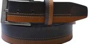 Men Black Brown Solid Leather Belt