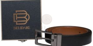 Men Black Solid Leather Belt