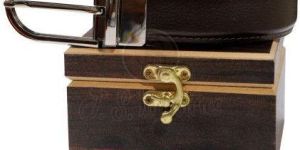 Men Brown Leather Belt with Silver Buckle