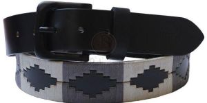 Men Crow Black Genuine Leather Polo Belt