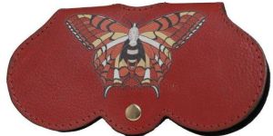 Red Leather Butterfly Design Sling Bag