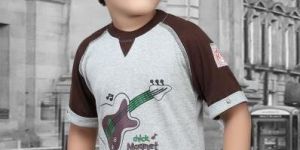 Boys Grey Music Graphic Printed T Shirt