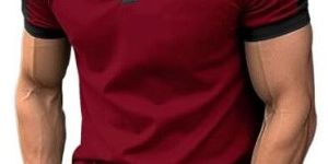 Mens Maroon Contrast Polo T Shirt