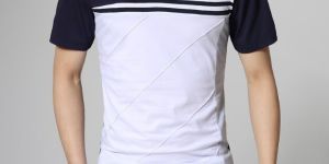 Mens Navy White Colorblock T Shirt
