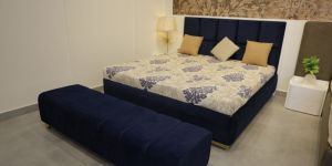 Luxury Upholstered King Size Bed with Bench