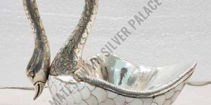 800 Ml Silver Coated Swan Bowl
