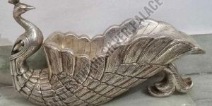 Silver Coated Peacock Bottle Stand