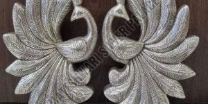 Silver Coated Peacock Statue