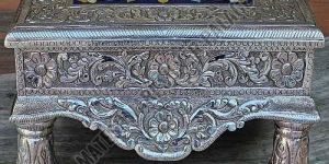 Silver Plated Premium Wooden Pooja Chowki