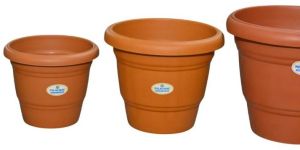 Brown Round Plastic Flower POT