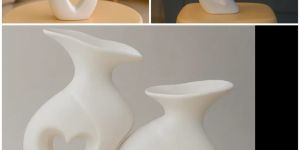 Heart Cut Modern Ceramic Flower Vase