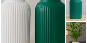 ribbed texture ceramic flower vase