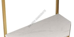 2 Tier Metal Frame Marble Top End Table