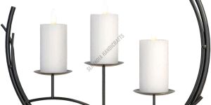 Black Metal Three Pillar Candle Holder