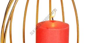 Golden Metal Wire Cage Style Tealight Candle Holder