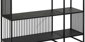 Metal Frame Short Black Bookcase Console Table