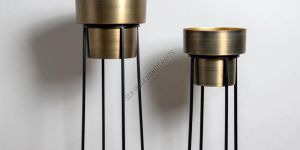 Round Metal Indoor Decorative Planter Set