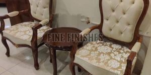 Button Tufted Floral Cushion Armchair Set