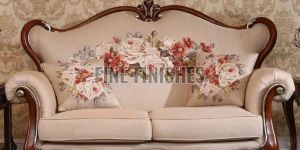 Classic Floral Carved Wooden Living Room Sofa