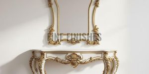 Classic Ornamental Wooden Console Table with Mirror Frame