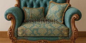 Heritage Style Deep Button Wooden Lounge Chair