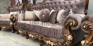 Luxury Palace Design Deep Tufted Wooden Sofa Set
