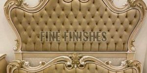 Royal Button Tufted Hand Carved Wooden Bed