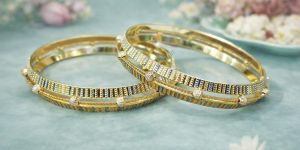 Textured Dual-Tone Designer Bangle Pair