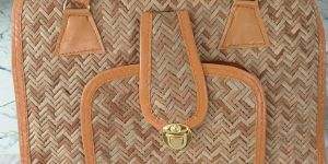 Handcrafted Brown Sital Pati Woven Hand Bag