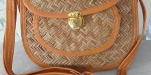 Handcrafted Brown Sital Pati Woven Sling Bag