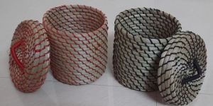 Handwoven Sabai Grass Baskets with Lid
